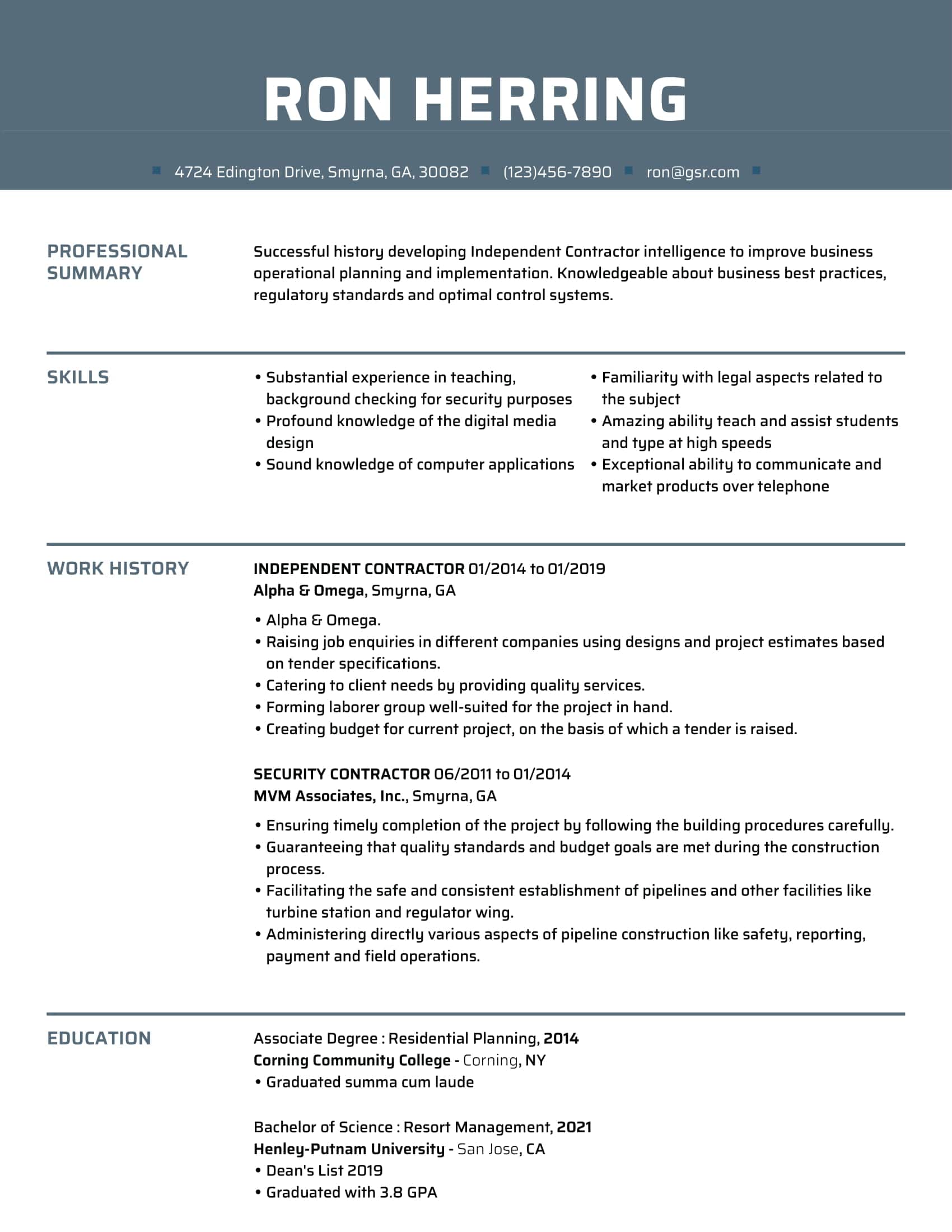 Unh Resume Template