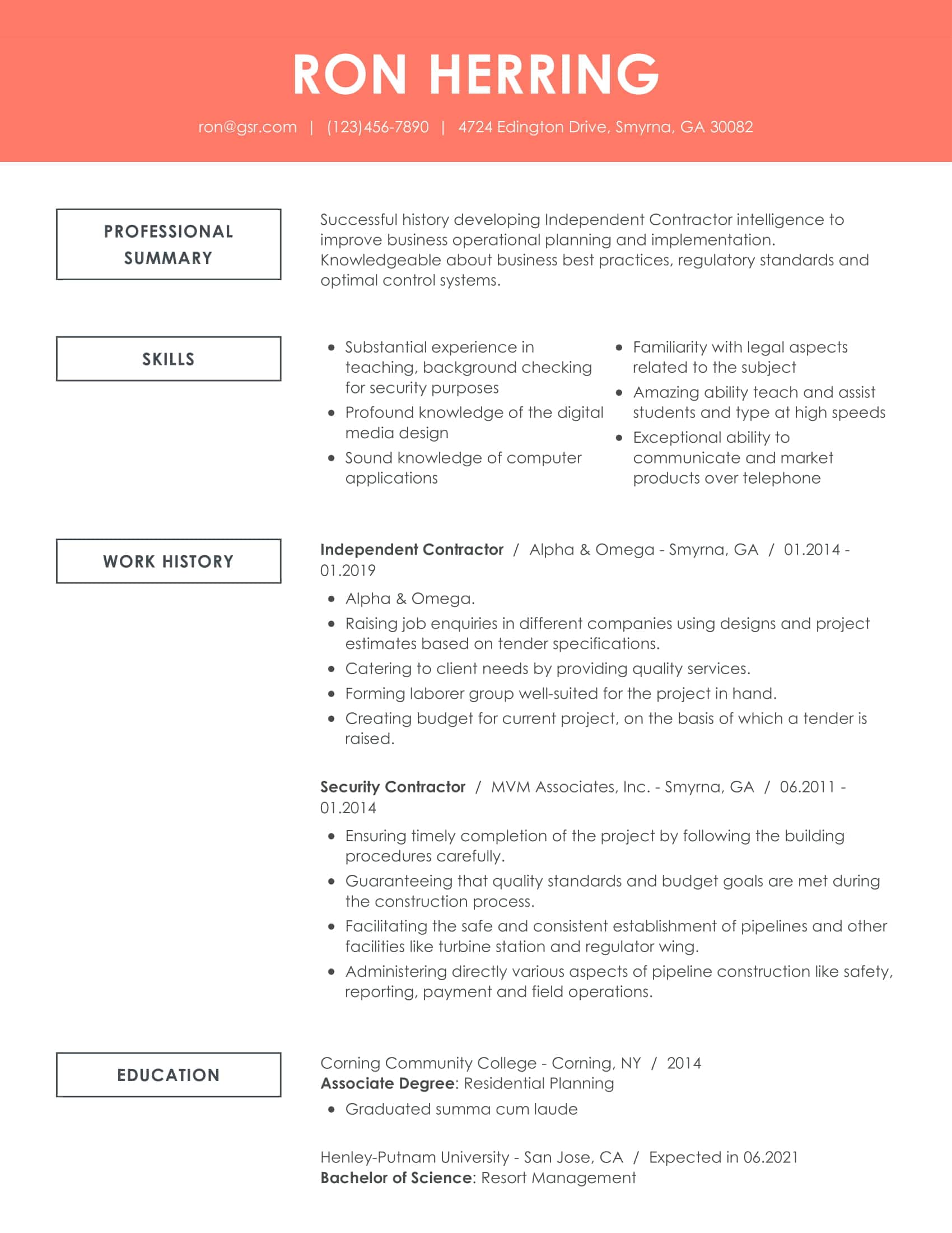 Creative Remarkable Peach Resume Template