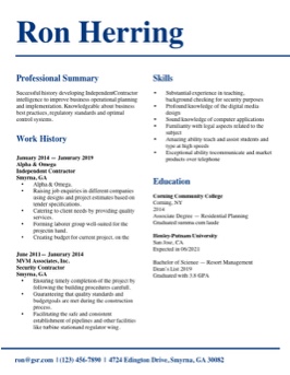 Free professional resume