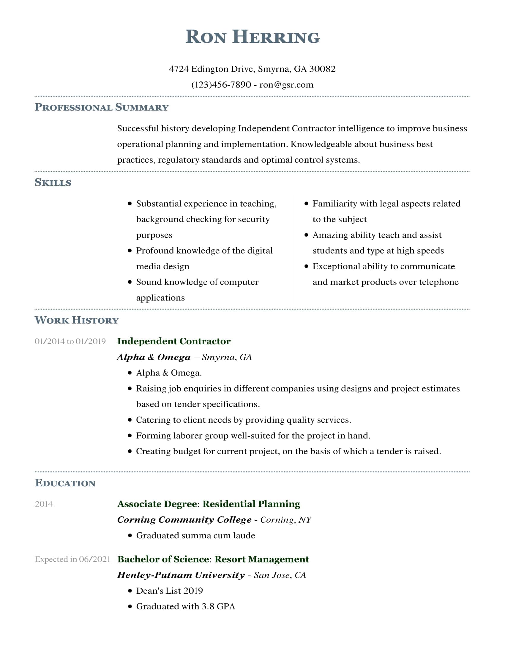best resume template 2020 free