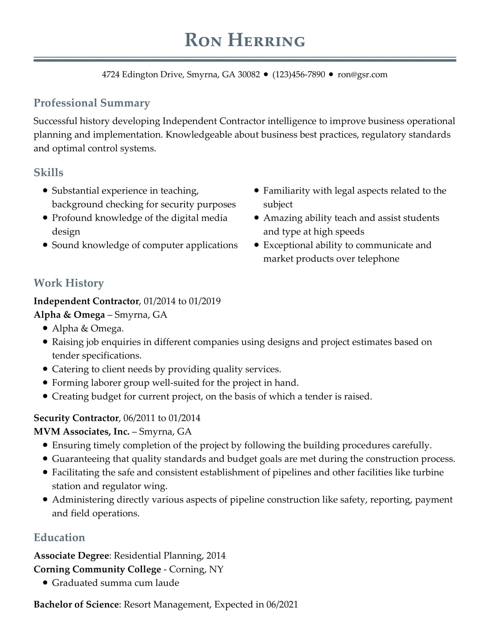 Professional Grey Resume Template